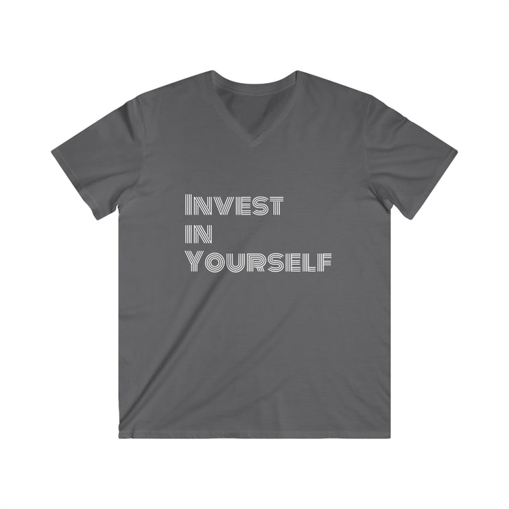 T-Shirt pour Homme à Col V et Manches Courtes "Invest in Yourself"